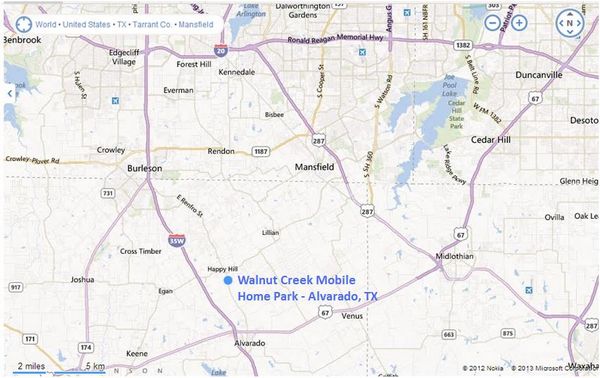 Regional Map - Park is Just South of Ft. Worth TX
