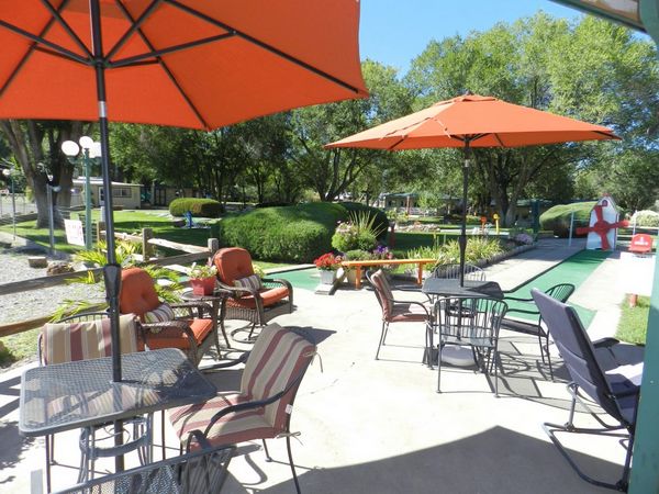 Just off the Registration Office, Travelers Find Comfortable Patio Oasis