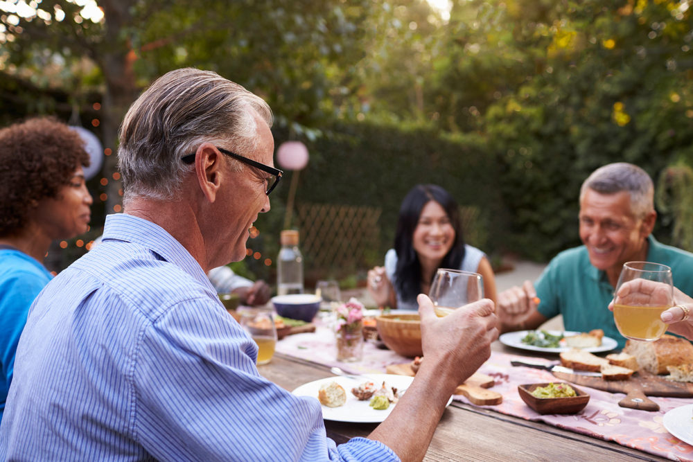 seniors outdoor meal party