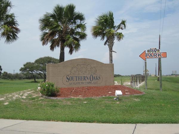 Hwy 35 Front Entrance to Southern Oaks Luxurty RV Resort