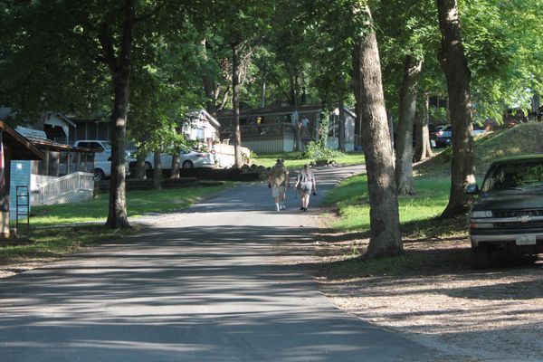 Walking up the hill.