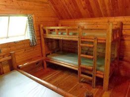 Log bunk beds in cabins