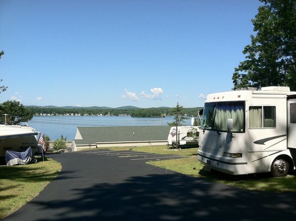 View of RV park from the top w lake 