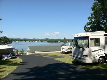 View of RV park from the top w lake 