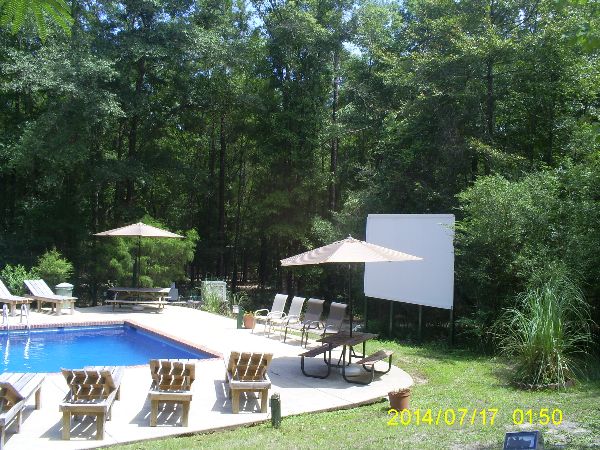 Movie Screen at Pool Area for Movie Night